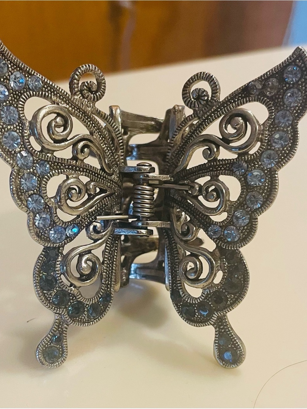 Silver Butterfly Hair Clip with Rhinestones